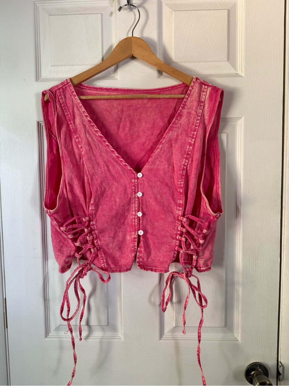 Hot Pink Denim Vest